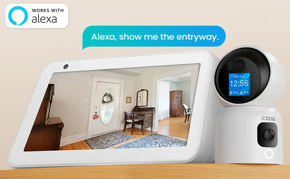 Cámaras inteligentes para bebés ZOSI con WiFi, PTZ, seguimiento automático, IA, panorámica de 360°, videovigilancia para interiores