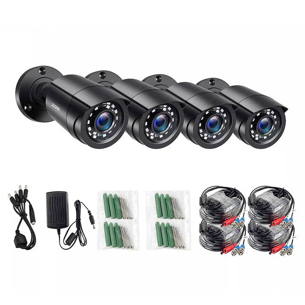 ZOSI 1080P 4 Pack HD TVI Security Cameras Outdoor Indoor Weatherproof Bullet Surveillance Camera for Analog CCTV DVR System - Estalios