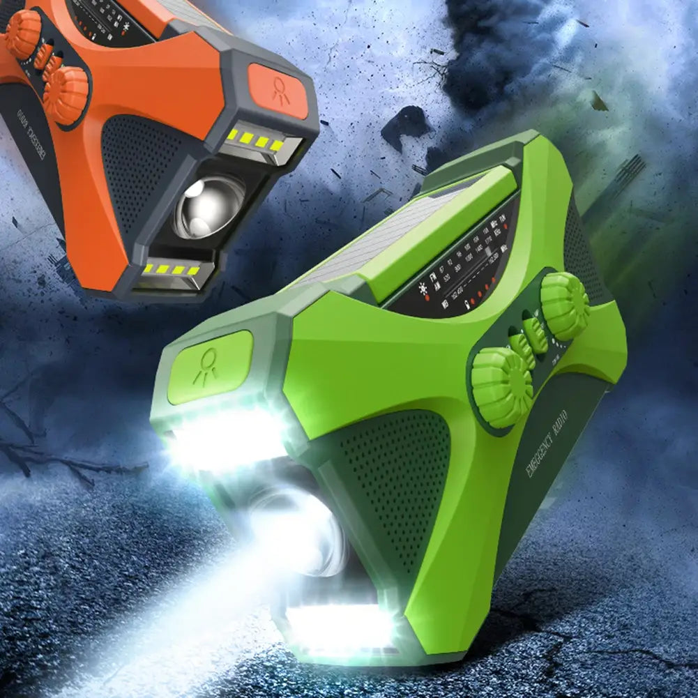 12000mAh Hand Crank Solar Power Radio Portable AM/FM/NOAA Weather Radio with LED Flashlight Power Bank Outdoor