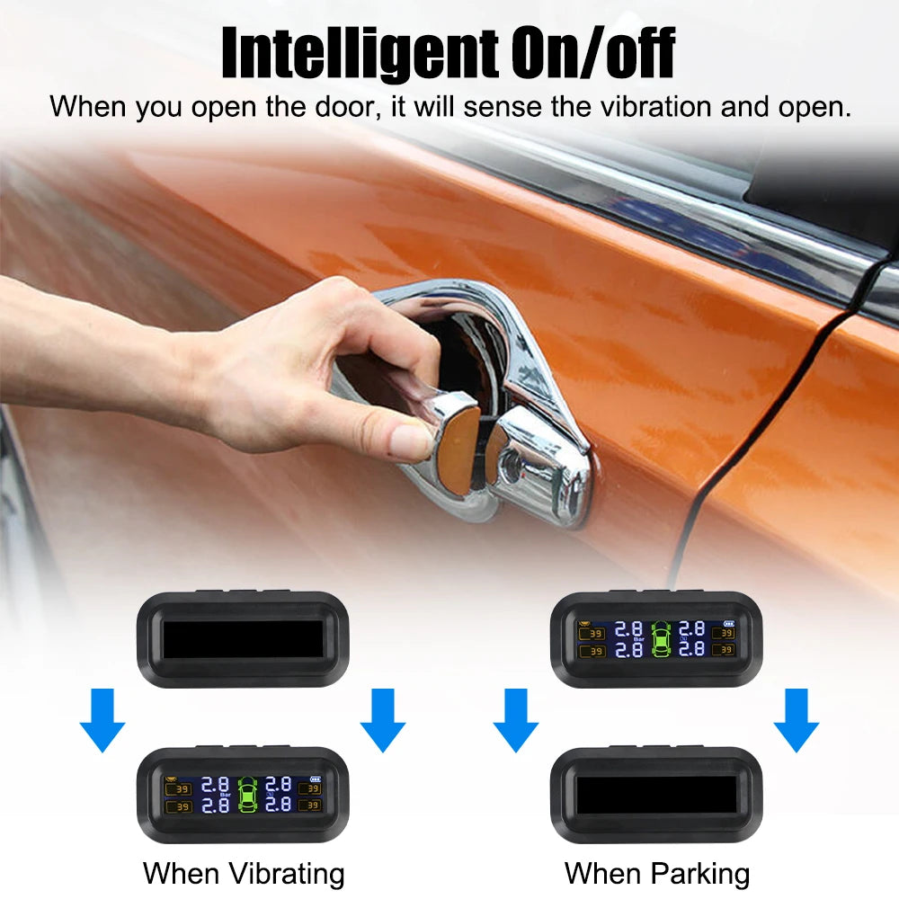 Autotürgriff mit Reifendrucküberwachungssystem und vier Ventilkappen für Solar TPMS Auto