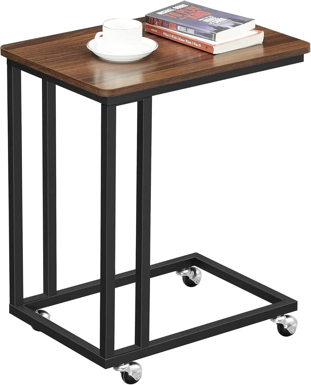 Coffee Laptop Mobile Tablet, Industrial Side Table on Wheels - Estalios