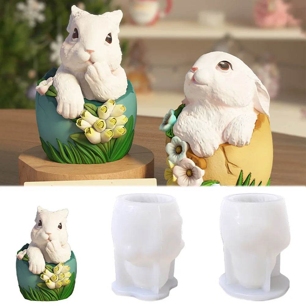 Easter Mold 3D Easter Bunny Egg Candle Silicone Mold Handmade DIY Easter Decorative Ornament Resin Mold Plaster Handicrafts - Estalios