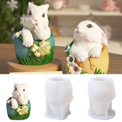 Easter Mold 3D Easter Bunny Egg Candle Silicone Mold Handmade DIY Easter Decorative Ornament Resin Mold Plaster Handicrafts - Estalios