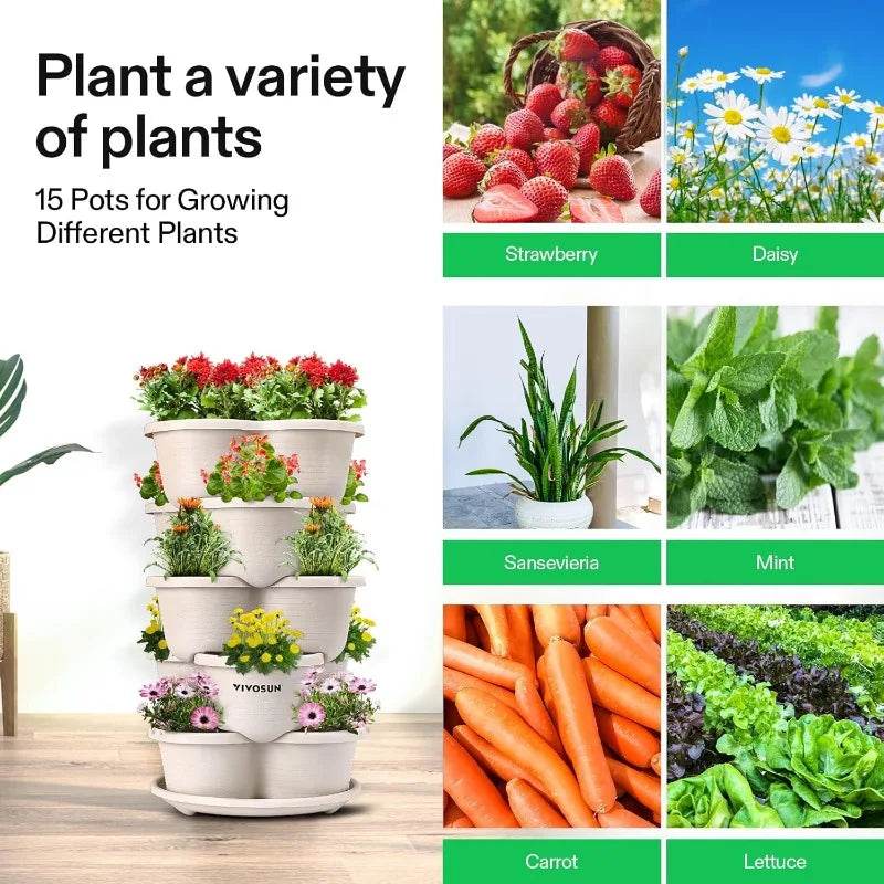 2-Pack 5 Tier Vertical Gardening Planter for Herbs and Flowers - Estalios