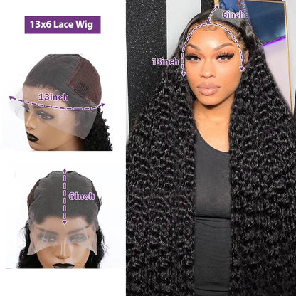 250 Density 13x6 13x7 HD Transparent Lace Frontal Wig 30 40 Inch Deep Wave 6x6 Closure Glueless Wig Human Hair 13x4 Curly Wigs - Estalios