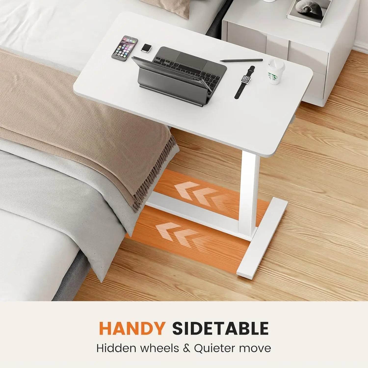 Adjustable Overbed Bedside Table with Wheels for Home Use - Estalios