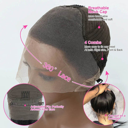 CEXXY Kinky Straight 360 HD Lace Frontal Wigs Wig For Black Women Yaki Straight Ponytail Human Hair Cheap Wigs On Clearance Sale - Estalios