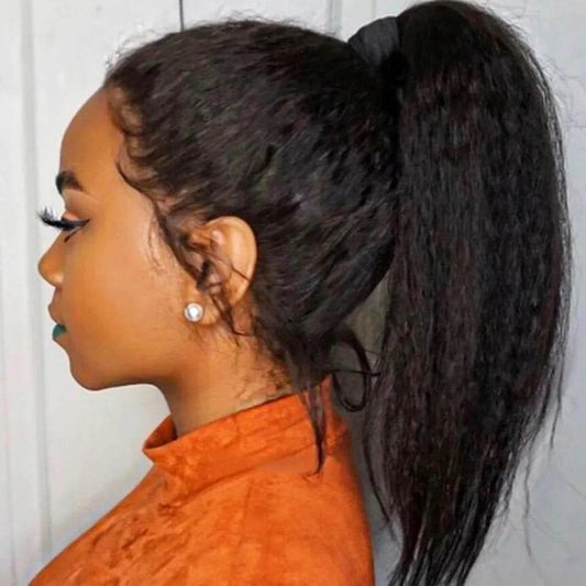 CEXXY Kinky Straight 360 HD Lace Frontal Wigs Wig For Black Women Yaki Straight Ponytail Human Hair Cheap Wigs On Clearance Sale - Estalios