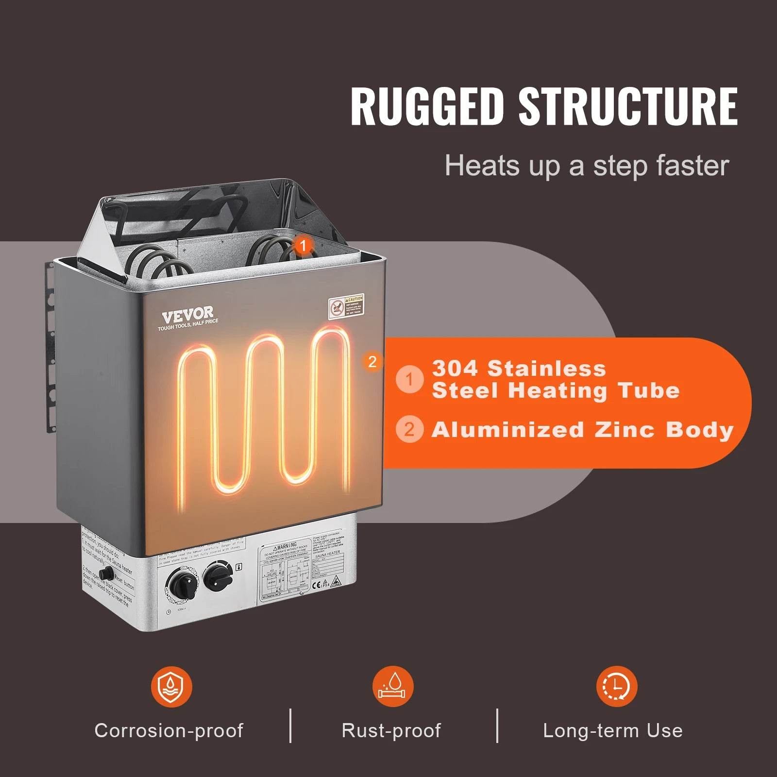 3KW Electric Sauna Heater with Internal Controller and Safety - Estalios