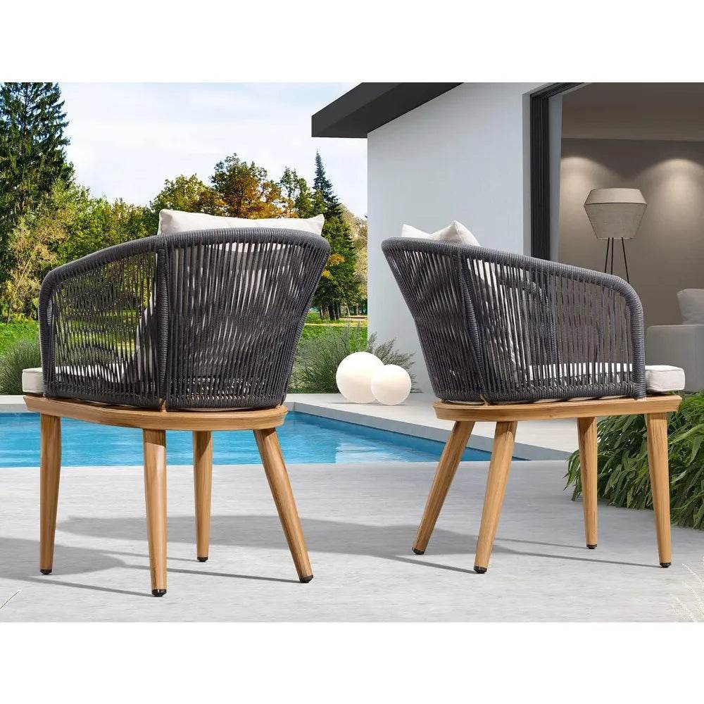 11 Pieces Patio Dining Set with Teak-Finish Aluminum Frame - Estalios
