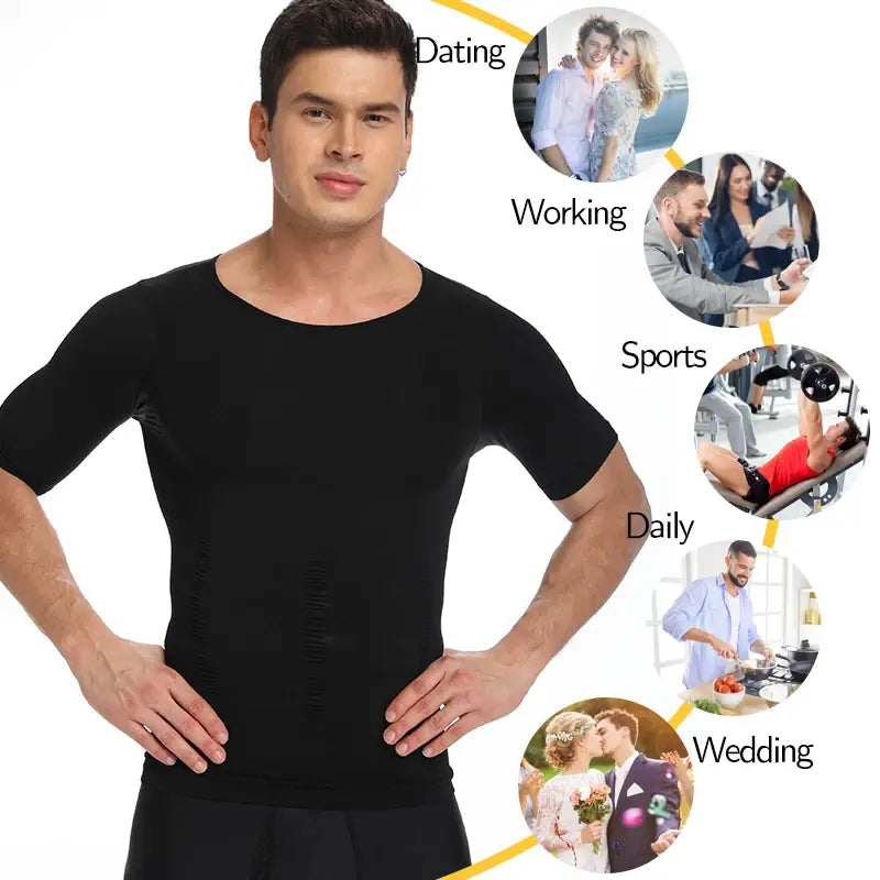 Camiseta moldeadora de pérdida de peso para hombre, camiseta de compresión adelgazante