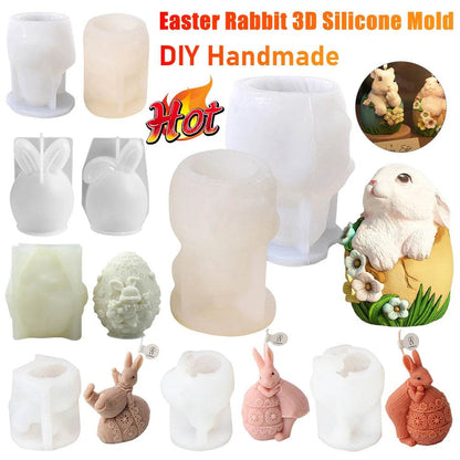 Easter Mold 3D Easter Bunny Egg Candle Silicone Mold Handmade DIY Easter Decorative Ornament Resin Mold Plaster Handicrafts - Estalios