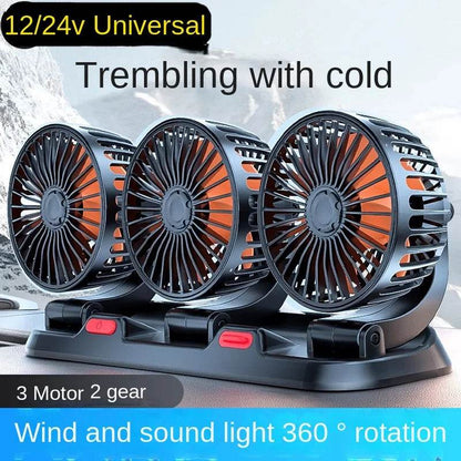 360° Adjustable Car Fan 3 Heads Electric USB 12V/24V - Estalios