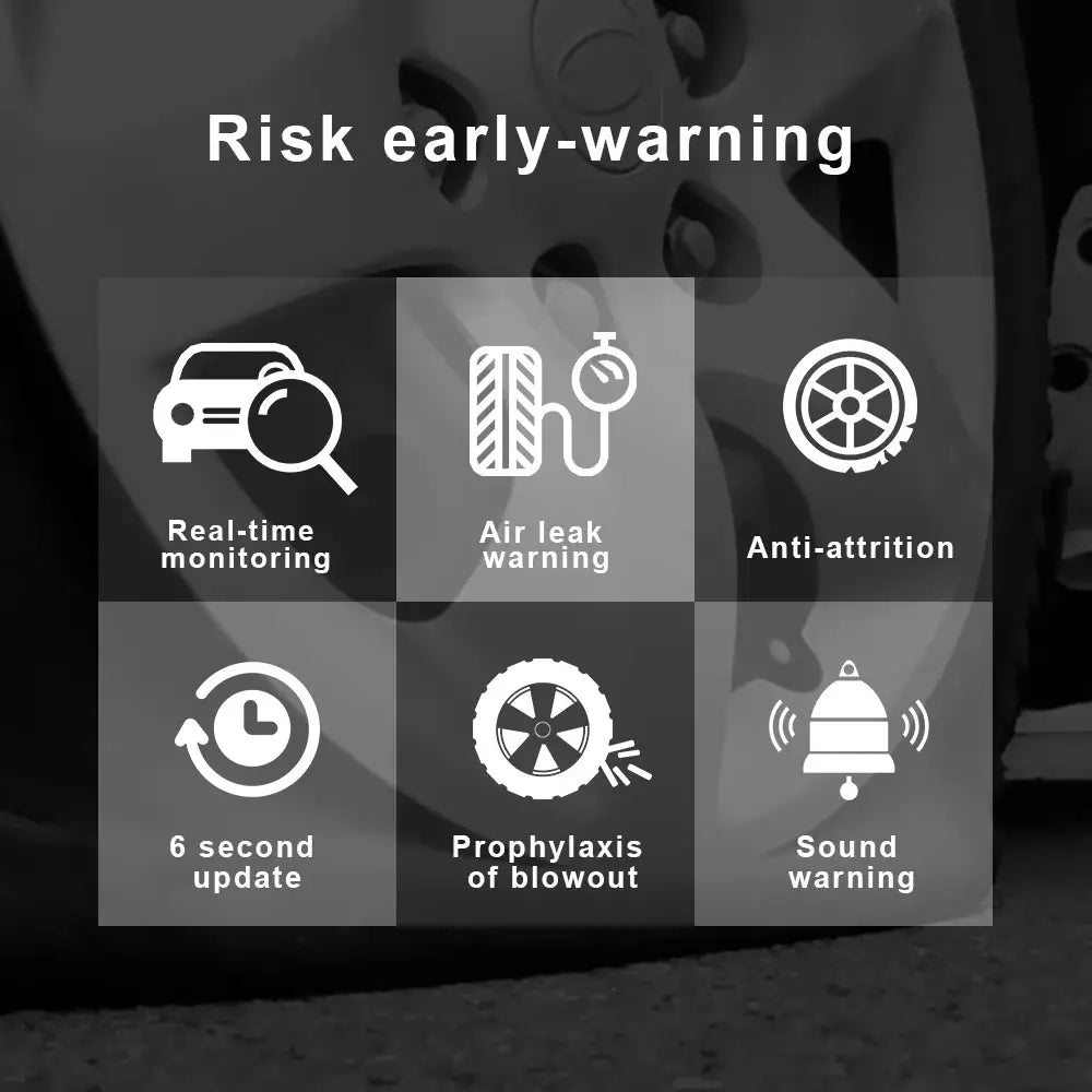 Car Tire Risk Warning System in Tire Pressure Monitoring System with 4 Sensors.