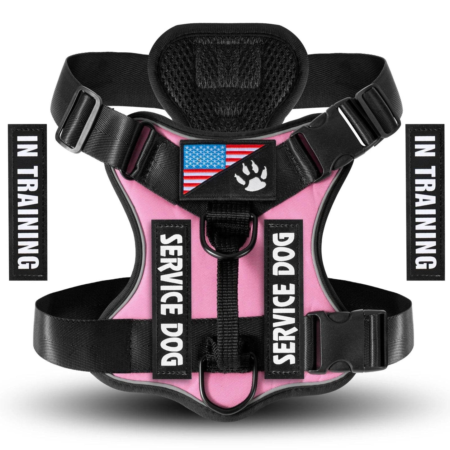 Reflective Service Dog Harness with 5 Patches, Adjustable - Estalios