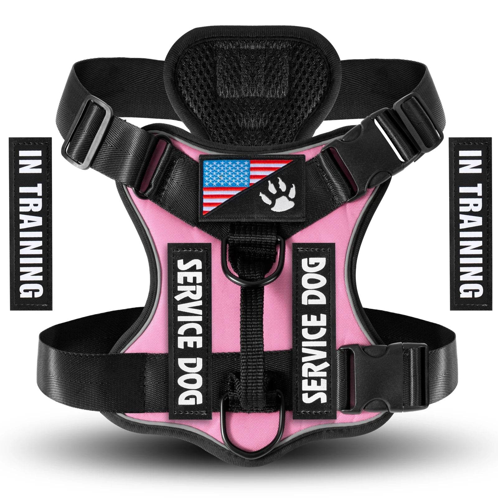 Reflective Service Dog Harness with 5 Patches, Adjustable - Estalios