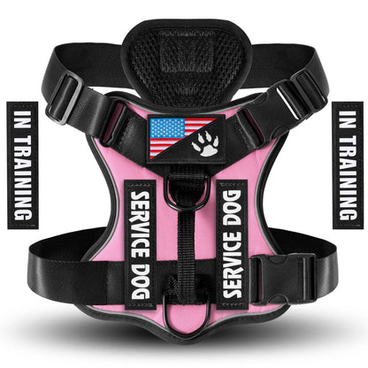 Reflective Service Dog Harness with 5 Patches, Adjustable - Estalios