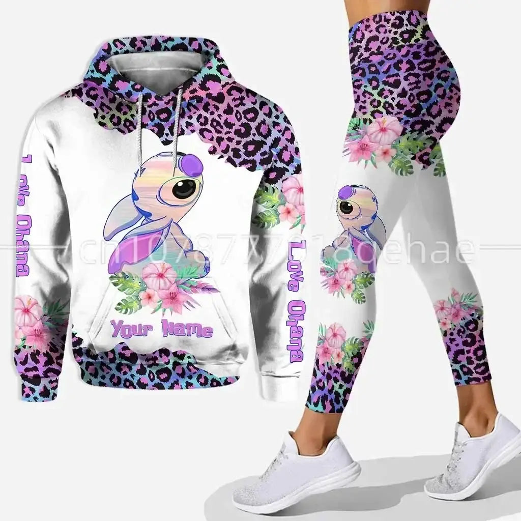 Disney Stitch and Angle 3D Hoodie and Leggings Women’s Set Yoga Pants Sports Yoga Hoodie Leggings Fashion Sportswear