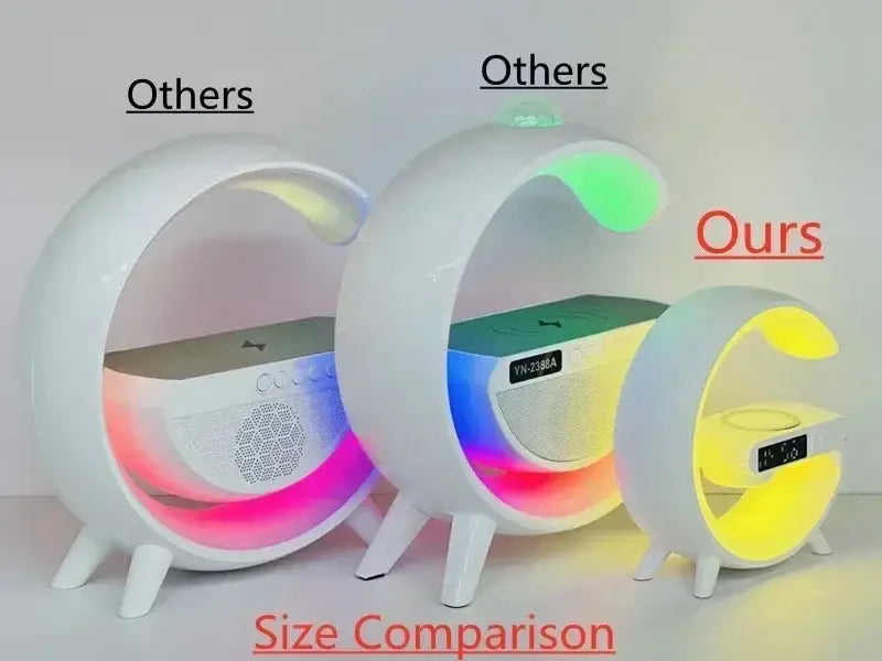 Cargador inalámbrico multifunción 4 en 1 con soporte, altavoz y luz nocturna RGB
