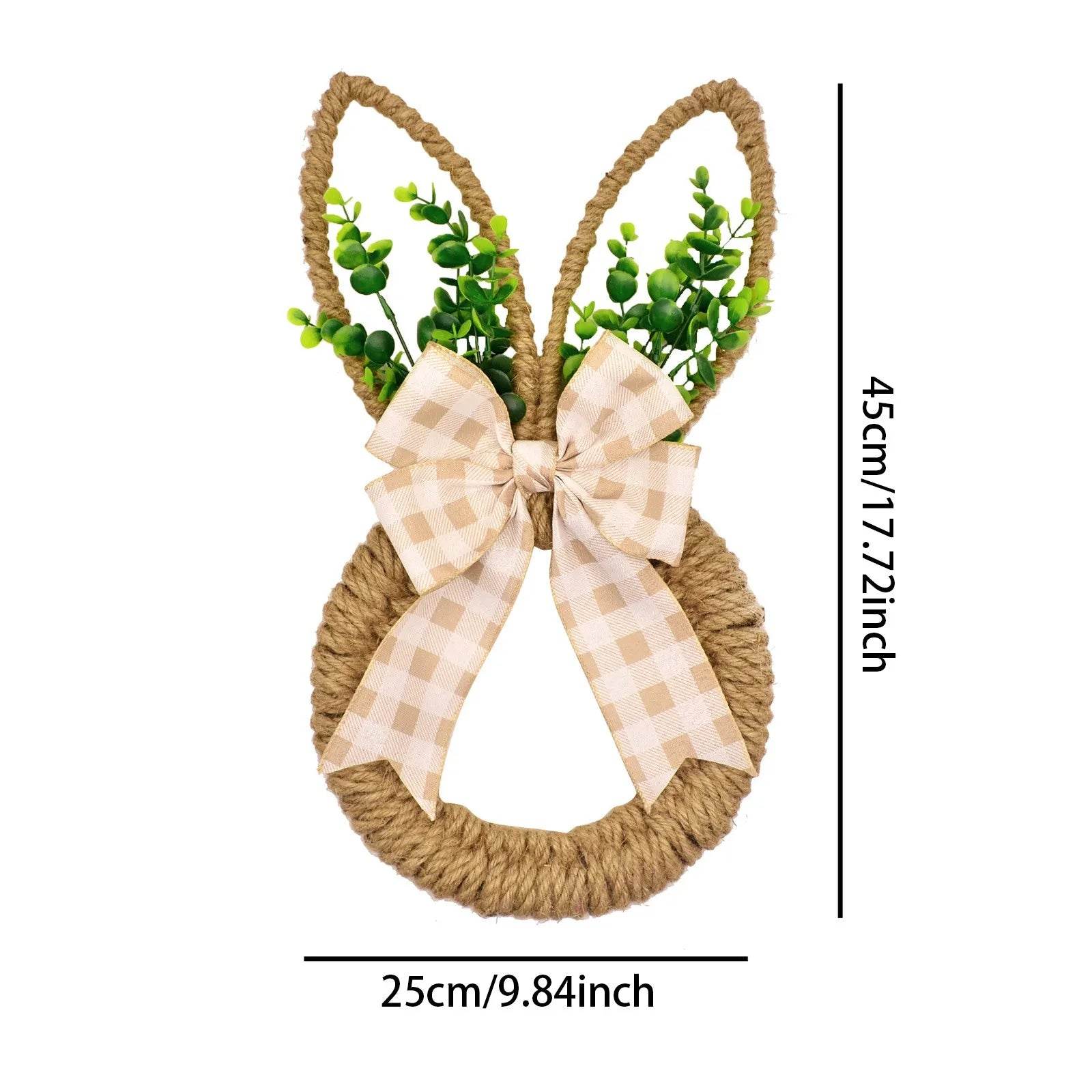 Handicrafts Spring Bunny Wreath For Spring And Easter Front Door Wall Window Decor Decorated With Bow And Green Advent Wreath - Estalios