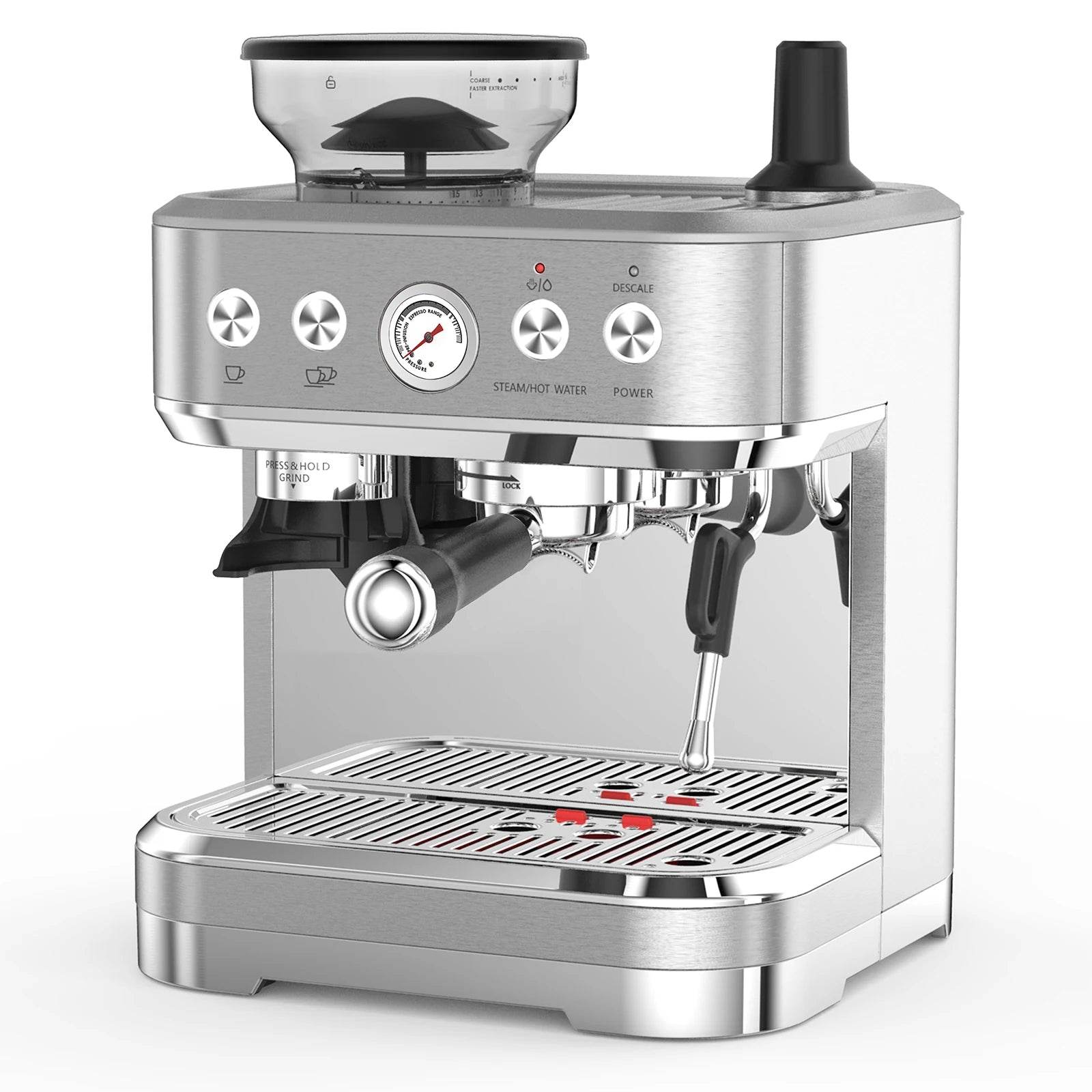 20 Bar Semi Automatic Espresso Maker with Grinder and Milk - Estalios