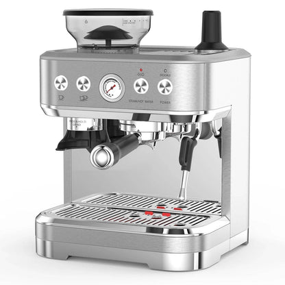 20 Bar Semi Automatic Espresso Maker with Grinder and Milk - Estalios
