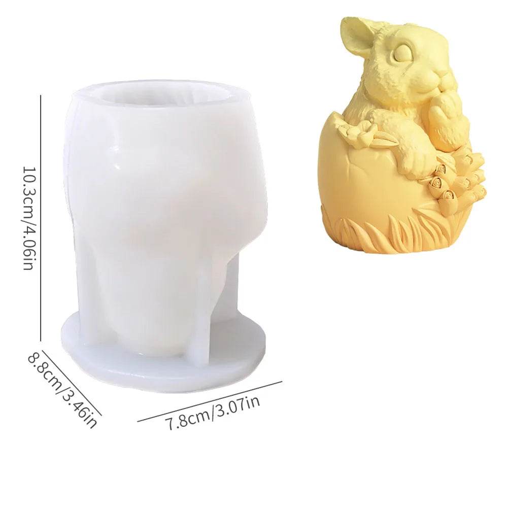 Easter Mold 3D Easter Bunny Egg Candle Silicone Mold Handmade DIY Easter Decorative Ornament Resin Mold Plaster Handicrafts - Estalios