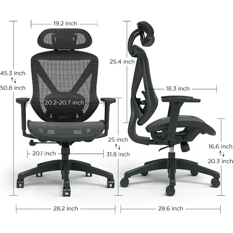 Ergonomic Mesh Swivel Task Chair with Adjustable Headrest – Home & Office