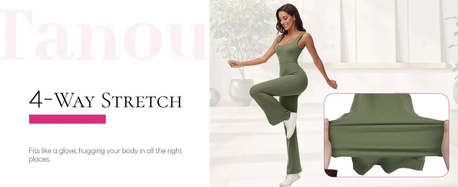 Womens Workout Flare Jumpsuit Backless Yoga Romper Scrunch Butt One Piece Bodysuit Leggings Open Back Gym Bodycorn