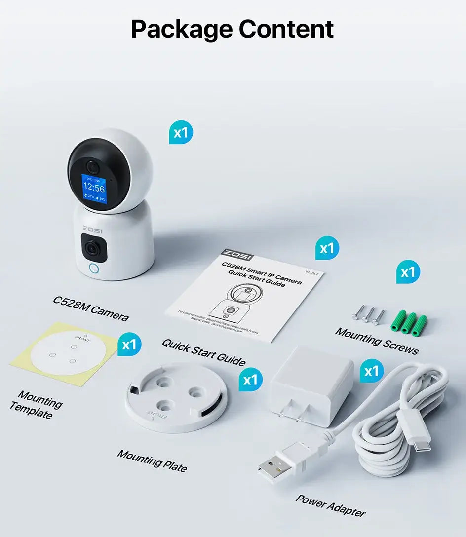 Cámaras inteligentes para bebés ZOSI con WiFi, PTZ, seguimiento automático, IA, panorámica de 360°, videovigilancia para interiores