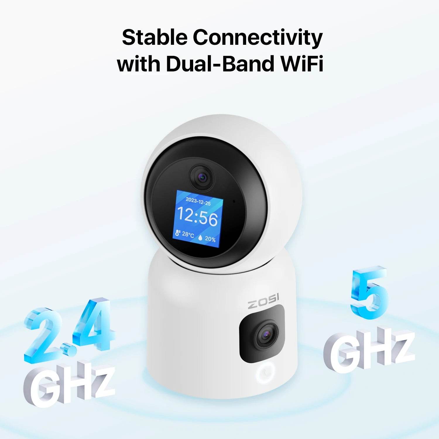 ZOSI Smart Baby Cams WiFi PTZ Auto Tracking AI 360° Panoramic Indoor Video Surveillance - Estalios