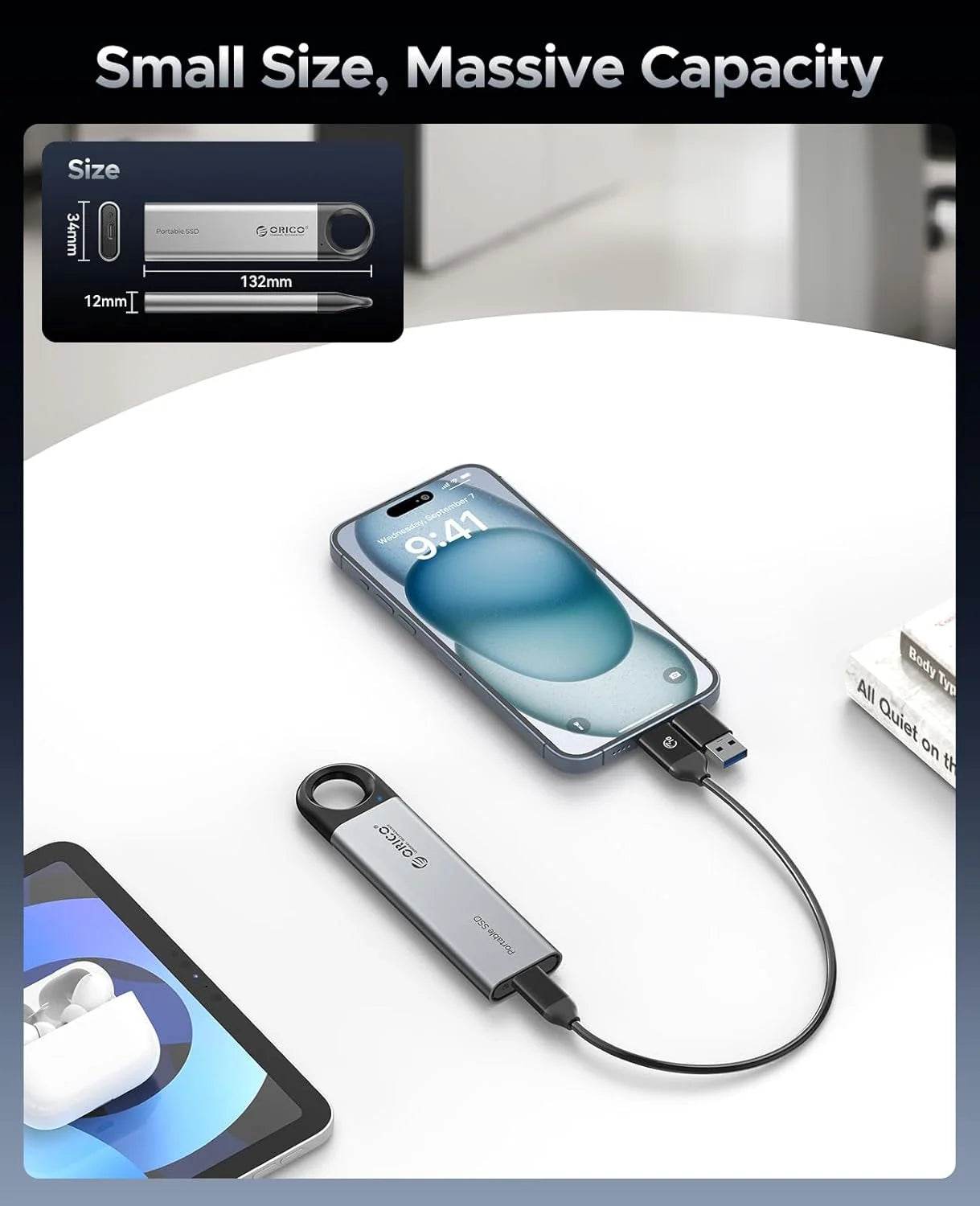 ORICO C10 1TB External SSD Up to 1050MB/S Portable Drive - Estalios