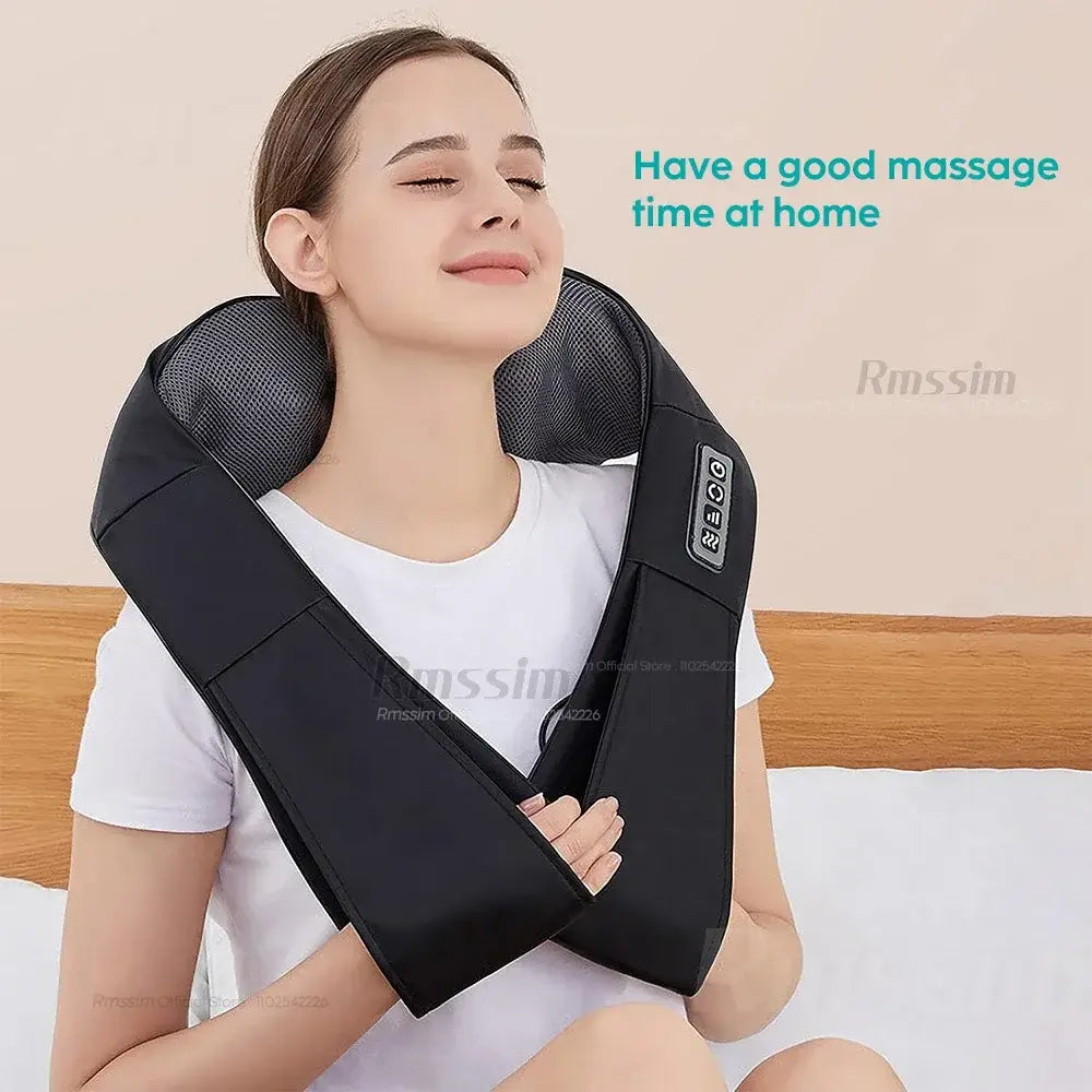 Masajeador Shiatsu de cuello y hombros con almohada de amasamiento profundo y calentada