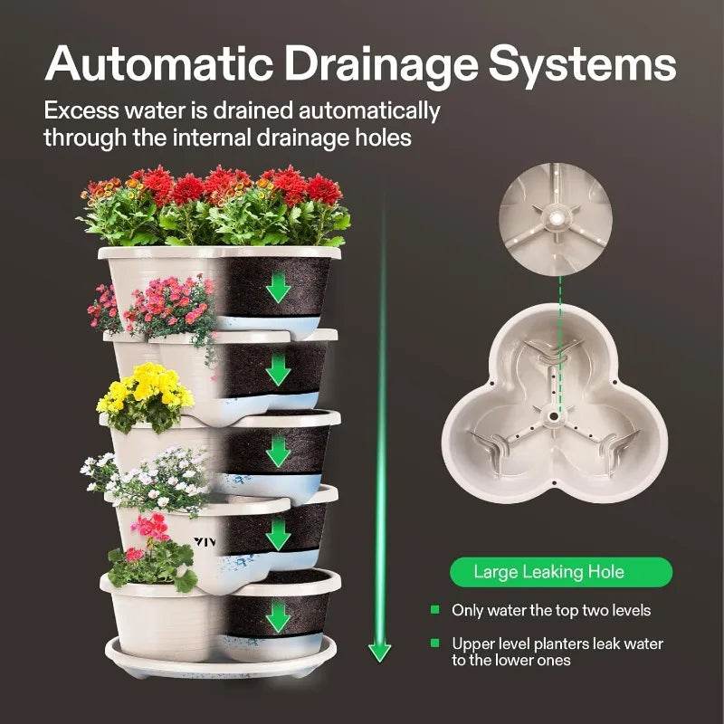 2-Pack 5 Tier Vertical Gardening Planter for Herbs and Flowers - Estalios