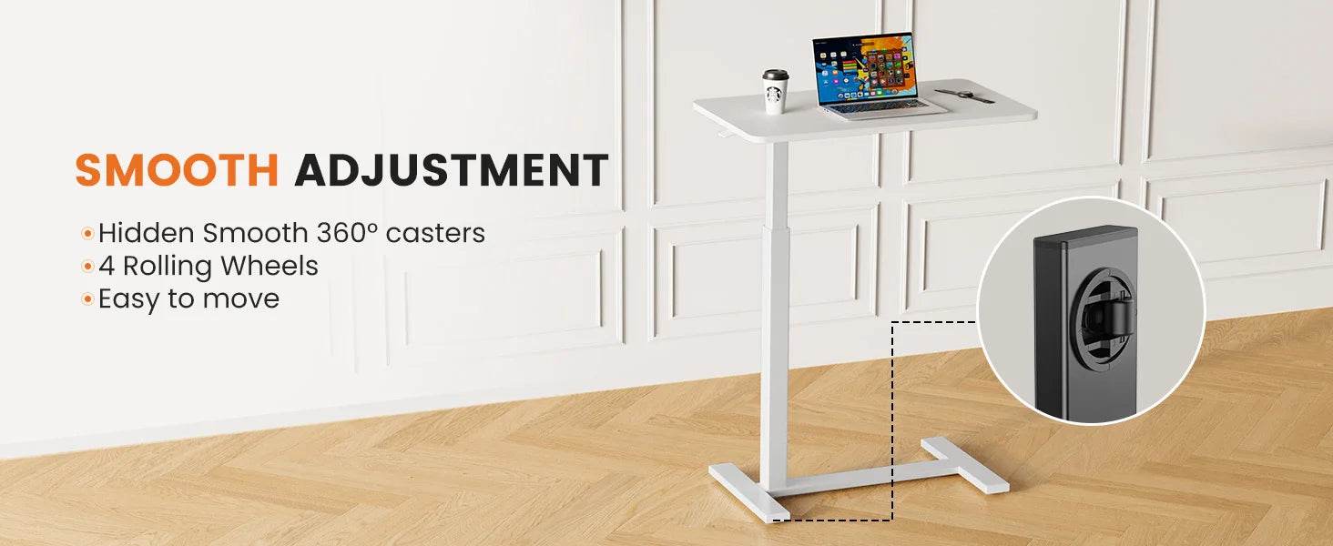 Adjustable Overbed Bedside Table with Wheels for Home Use - Estalios