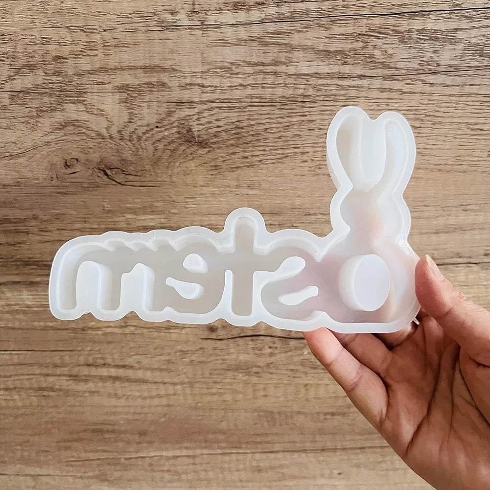 2-5PCS Easter Bunny Decoration Mold Reusable Silicone Bunny Mold Alphabet Silicone Mold for Concrete Gypsum Resin Casting - Estalios