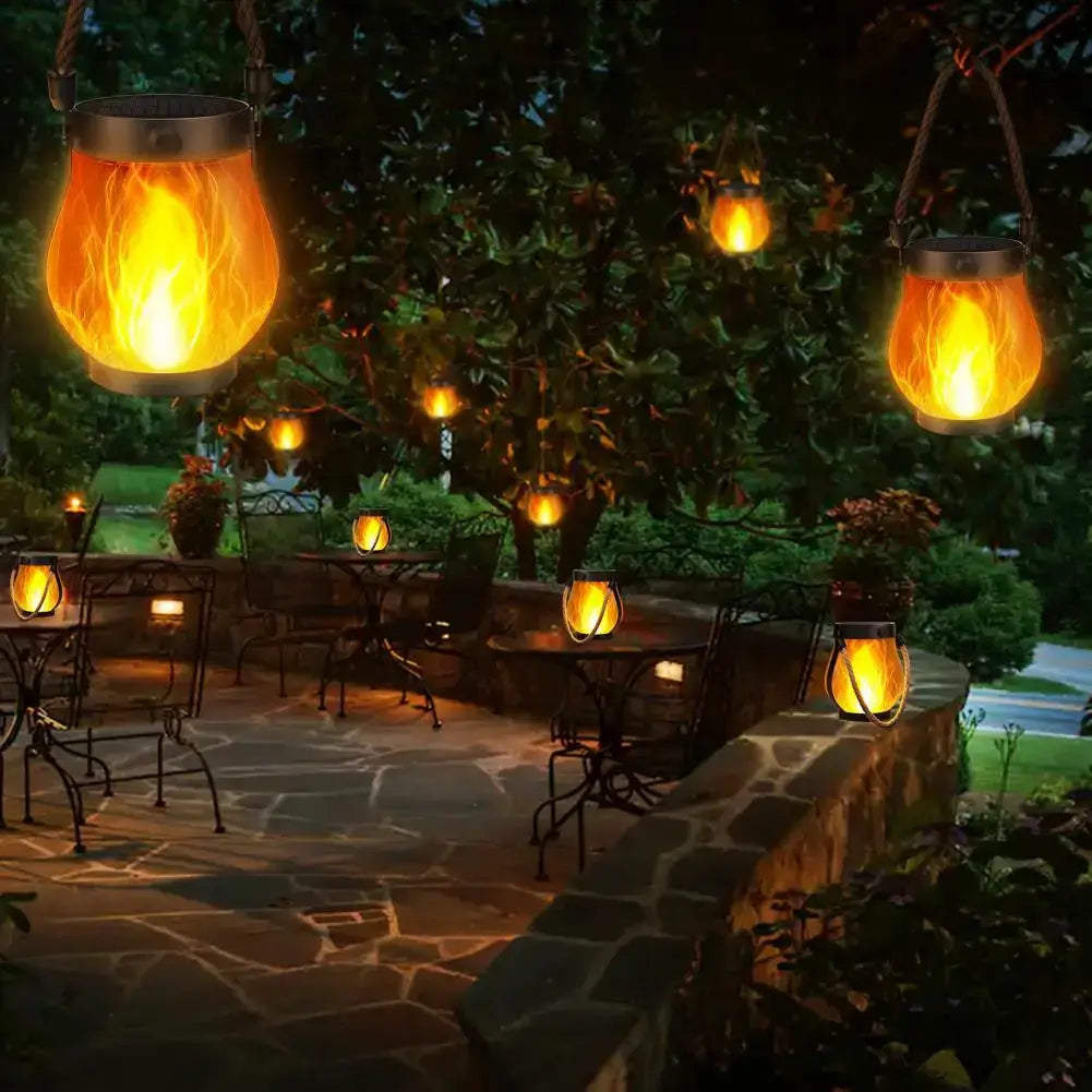 Solar Lantern Lights Waterproof Flickering Flame Garden Light Decorative Solar Hanging Lantern With 2 Modes For Yard