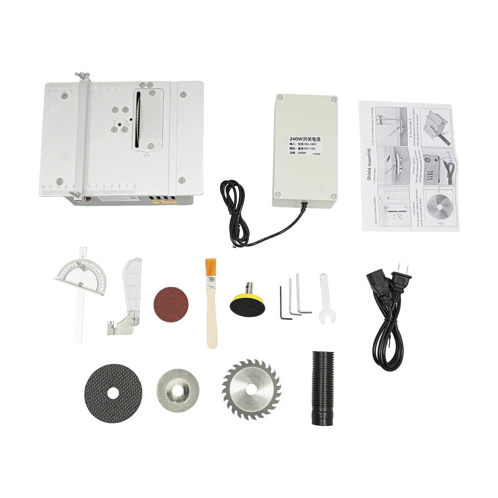 240W Mini Table Saw Adjustable for DIY Modeling Projects - Estalios