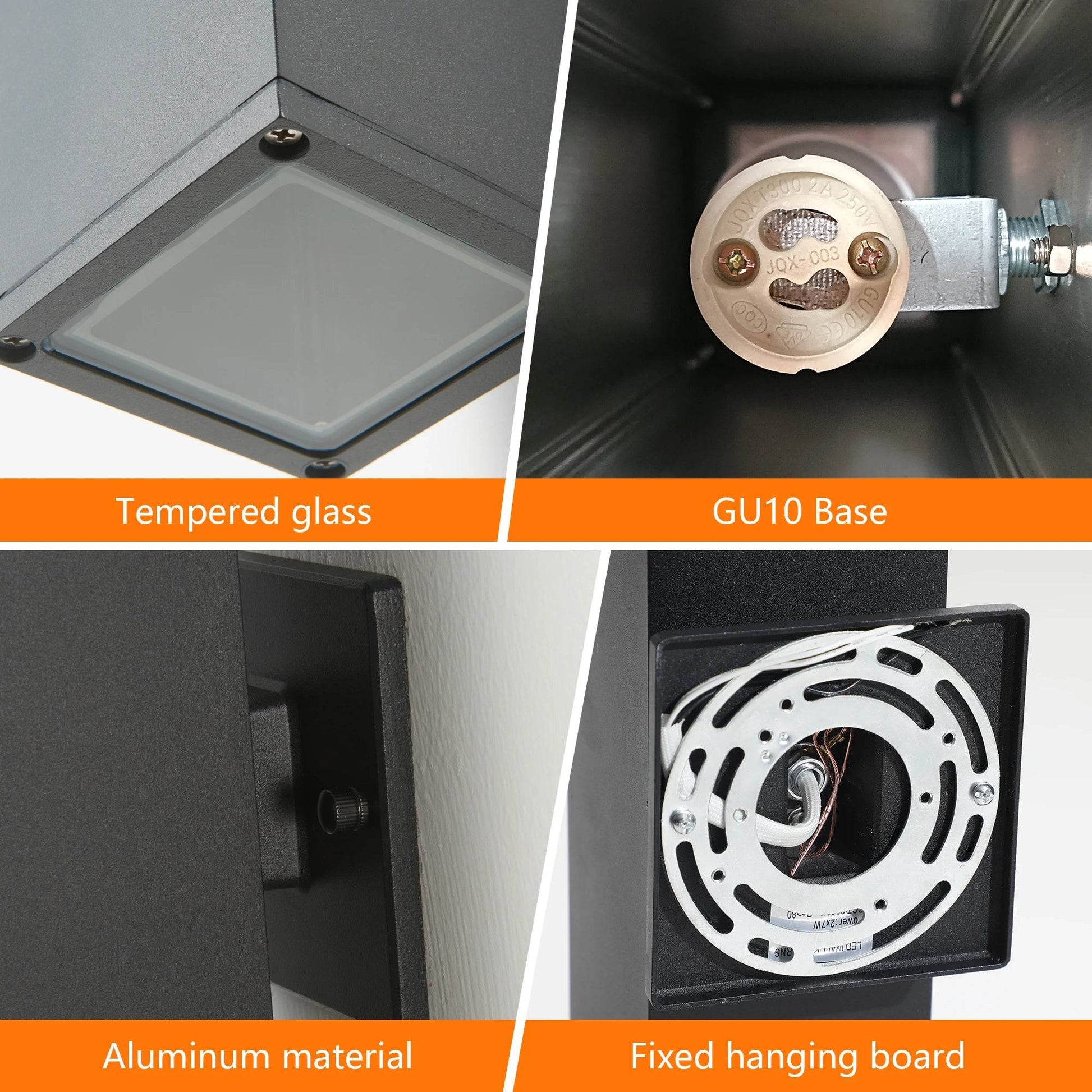 2-Pack Outdoor Wall Light IP65 Waterproof GU10 Sconce Black - Estalios