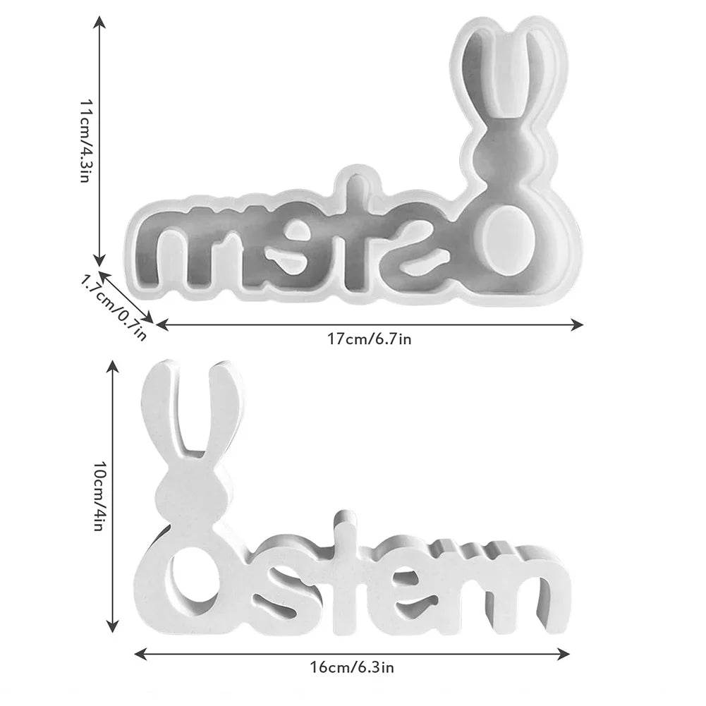 2-5PCS Easter Bunny Decoration Mold Reusable Silicone Bunny Mold Alphabet Silicone Mold for Concrete Gypsum Resin Casting - Estalios