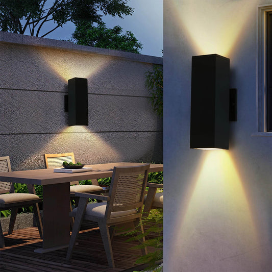 2-Pack Outdoor Wall Light IP65 Waterproof GU10 Sconce Black - Estalios