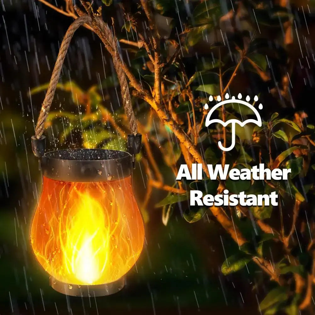 Solar Lantern Lights Waterproof Flickering Flame Garden Light Decorative Solar Hanging Lantern With 2 Modes For Yard