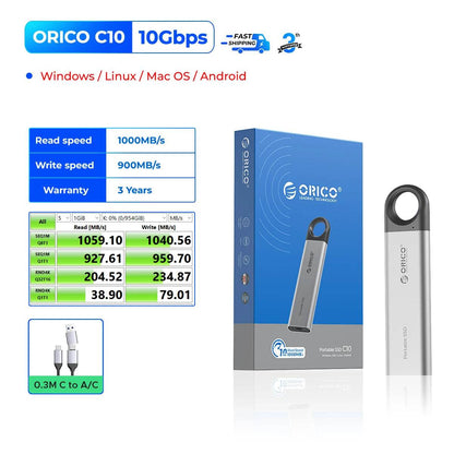 ORICO C10 1TB External SSD Up to 1050MB/S Portable Drive - Estalios