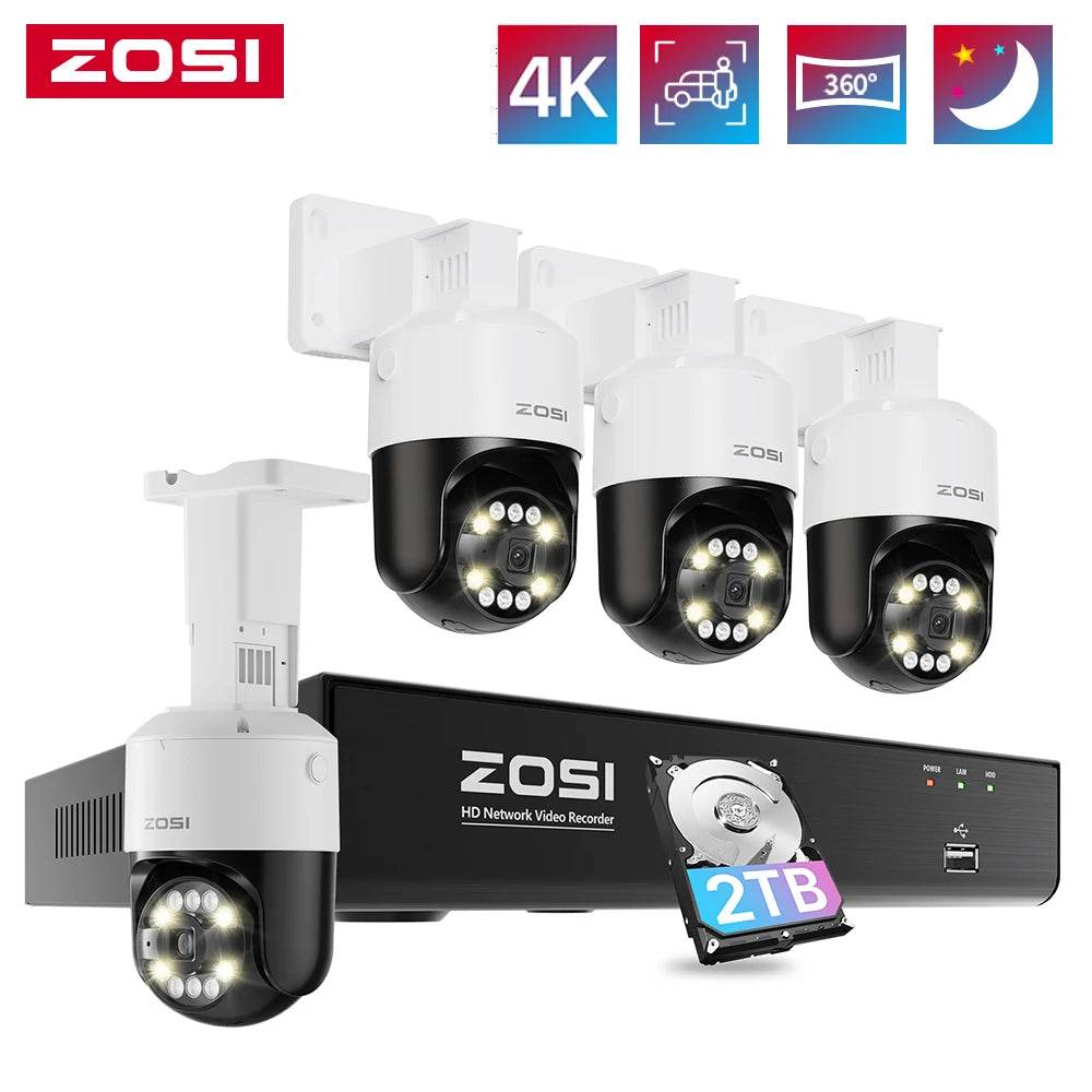 ZOSI 8MP PTZ PoE CCTV Security Camera System AI Face Person Vehicle Detect 4K 8CH Expand 16CH NVR Video Surveillance IP Cam - Estalios