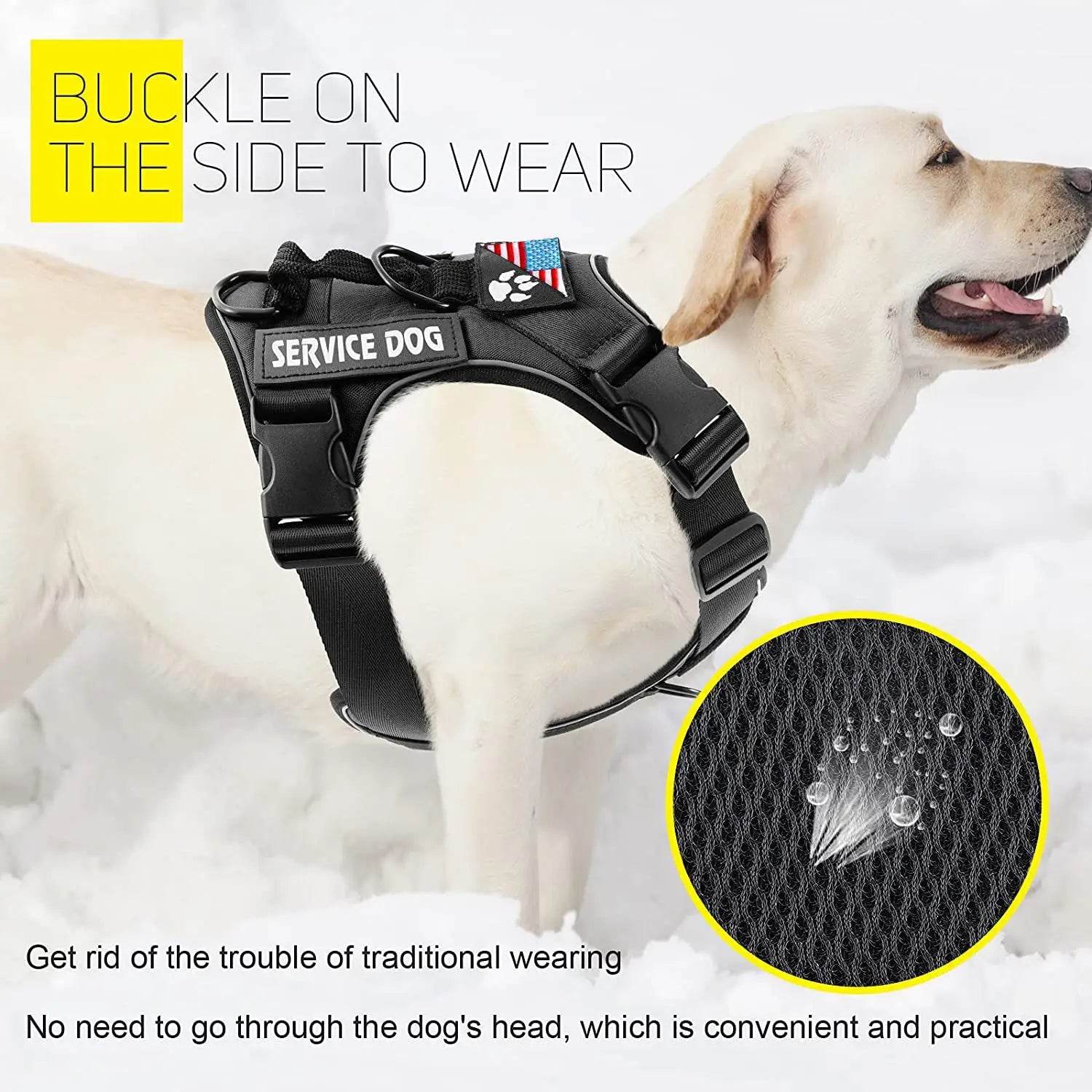Reflective Service Dog Harness with 5 Patches, Adjustable - Estalios