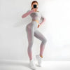 Sporty Chic Gray Pink Crop Set for Active Comfort - Estalios