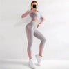 Sporty Chic Gray Pink Crop Set for Active Comfort - Estalios
