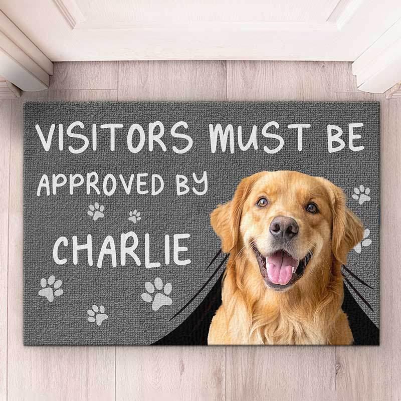 Custom Photo Dog Approval Mat - Personalized Home Decor - Estalios