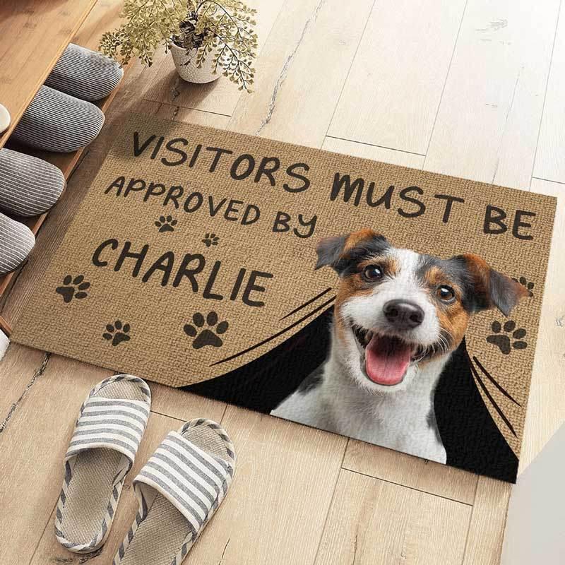 Custom Photo Dog Approval Mat - Personalized Home Decor - Estalios