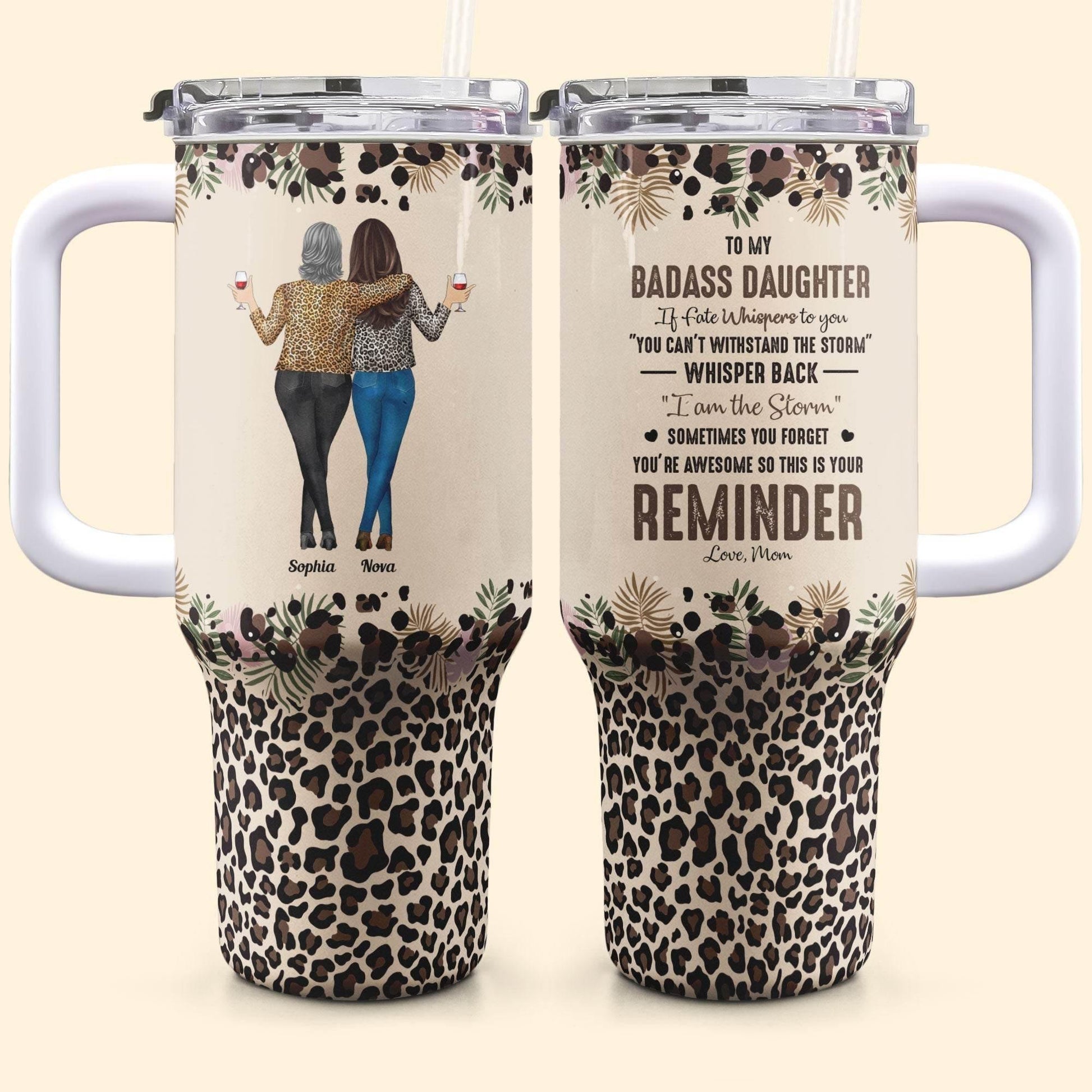 Personalized 40oz Tumbler for Daughter: I Am The Storm - Estalios